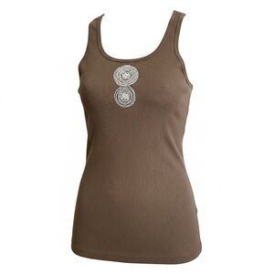 Old Navy Brown Tank Top with Embellished Circles